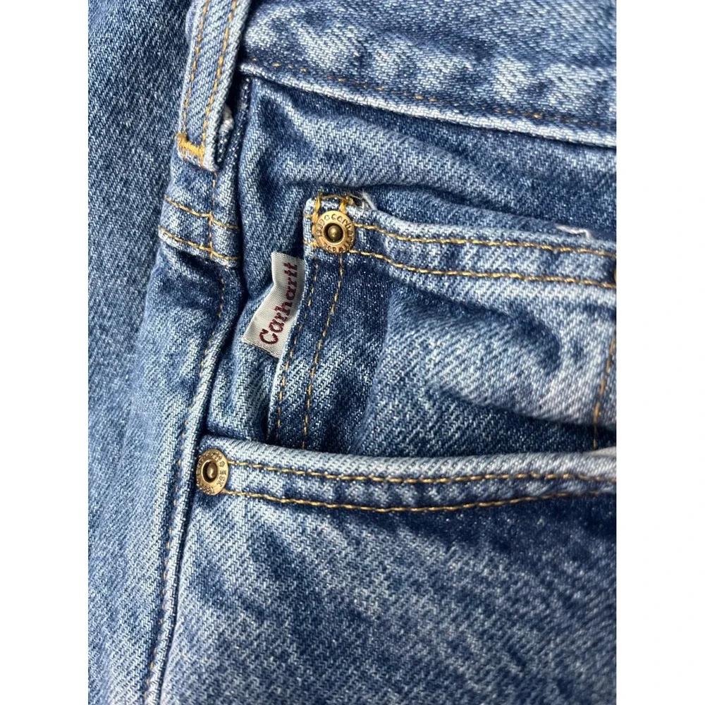 Carhartt Fleece Lined Denim Jeans Mens 31x34 Blue Made in USA Workwear - Picture 5 of 7